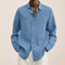 Chemise en lin bleu pour homme à manches longues