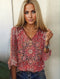 Blouse à manches longues imprimée bohème pour femme