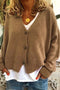 Cardigan en laine marron pour femme avec boutons