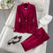 Costume Femme Velours Rouge Deux Pièces avec Pantalon