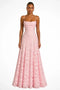 Robe Longue en Brocart Floral à Bretelles