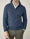 Pull en Laine Bleu à Col Zippé pour Homme