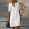 Robe Chemise Blanche en Lin pour Femme à Manches Longues