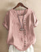 Blouse en lin rose avec boutons décoratifs pour femme