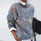 Pull à motif cachemire bleu et beige pour femme