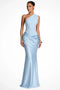 Robe Maxi Satinée Froncée à Une Épaule