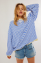 Sweat-shirt rayé bleu et blanc pour femme