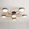 Moderní černé a dřevěné LED stropní svítidlo, 6 světel