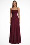 Robe longue de soirée à bretelles spaghetti, dos nu lacé et jacquard floral