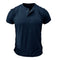 T-shirt col henley bleu marine manches courtes pour homme