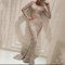 Robe de soirée longue en dentelle brodée à manches longues