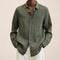 Chemise en lin vert pour homme à manches longues