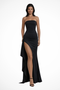 Robe Longue Bustier avec Fente Latérale pour Invitée de Mariage
