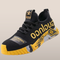 Chaussure de sport noire et jaune pour homme, lacets