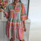 Women's Bohemian Dress Multicolored with Geometric Patterns