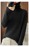 Pull noir à col roulé en laine pour femme