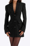 Veste Blazer Femme Noire à Boutons Longue Manches Longues