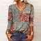 Bluse til kvinder med patchwork, lange ærmer, afslappet vintagestil