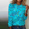 Blouse femme à manches longues bleu motif floral coloré