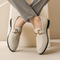 Chaussures Mocassins Femme Beige avec Boucle Décorative