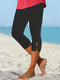 Legging capri noir pour femme avec détail découpé