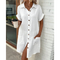 Robe chemise blanche à manches courtes avec boutons et poches