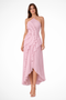 Robe longue d'été à volants, dos nu et col licou pour invitée de mariage