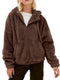 Veste en polaire marron à capuche pour femme