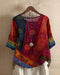 Blouse Femme Multicolore à Manches 3/4 avec Col Rond