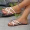Sandales plates blanches tressées pour femme