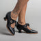 Chaussures de danse noires en cuir avec talons et lacets