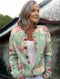 Gilet da donna lavorato a maglia con fiori e maniche lunghe