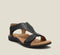 Sandale en cuir noir pour femme avec semelle rembourrée