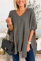 Poncho Femme Gris à Manches Courtes en Tricot