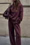 Tenue Femme Décontractée Pull et Pantalon Bordeaux
