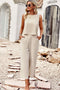 Ærmeløs afslappet beige kvindejumpsuit