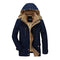 Veste d'hiver à capuche pour homme doublée en polaire bleue