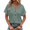 Blouse Femme Vert à Manches Courtes avec Boutons