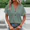 Blouse Femme Vert à Manches Courtes avec Boutons Décoratifs