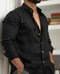 Elegant Men's Casual Black Long-Sleeve Shirt