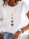 Camiseta blanca de mujer con estampado de corazones degradados