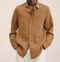 Chemise en lin marron pour homme à manches longues