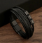Bracelet en cuir noir tressé avec fermoir magnétique
