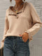 Pull en tricot beige à col à volants pour femme