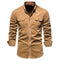 Chemise homme marron à manches longues avec poches poitrine