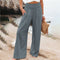 Pantaloni larghi da donna a vita alta grigio tortora