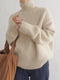 Pull en Laine Beige à Col Roulé pour Femme