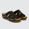Black Leather Sandals for Women with Low Heel and Cutouts