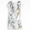 Rochie albă și verde din in, cu imprimeu floral, pentru femei