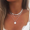 Collier Femme Argent Superposé avec Pendentif Rond